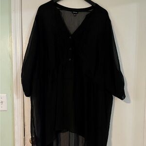Torrid Women’s Lexie Black Sheer Chiffon Babydoll Tunic Dress Plus Size 5X